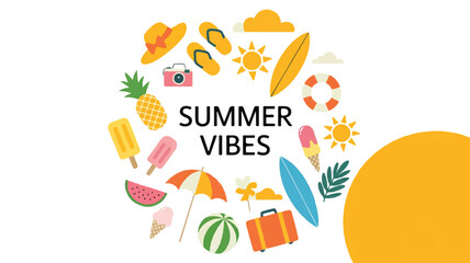 Vibrant summer-themed artwork featuring sun, leaves, fruits, abstract patterns, and black summer vibes typography in the center.(1)_traced