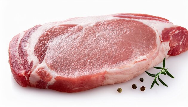 raw pork steak isolated on white background