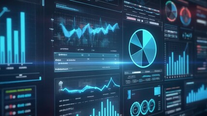 Digital dashboard with financial charts and data analysis - Powered by Adobe