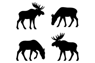 set of Moose,
Majestic Moose Silhouette Vector Set &ndash; Wildlife Icons for Outdoor Branding