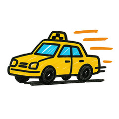 Simple sketch taxi cab for pickup and drop concepts