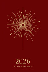 Red Gold 2026 New Year Poster Abstract Fireworks Elegant Festive Background Geometric Premium Design Celebration Chinese Lunar Holiday Greeting Card Banner