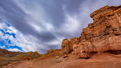 Obraz premium Charyn Canyon, Valley of Castles. The excellence of Kazakhstan. Panorama of natural unusual landscape