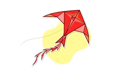 赤い凧が空に舞う