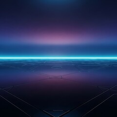 Futuristic neon landscape with vibrant purple and blue glow