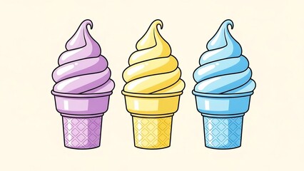 三つのアイスが並ぶ