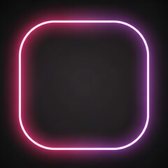 Vibrant neon square frame with pink and purple glow