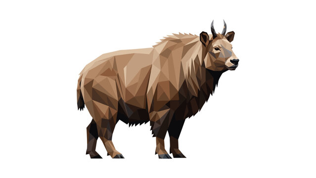 Geometric polygonal takin animal art in modern abstract style