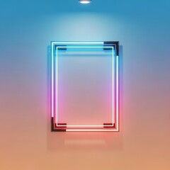 Vibrant neon frame on colorful gradient background