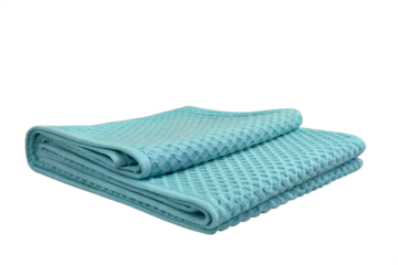 Folded Waffle Weave Bath Towel Illustration, Turquoise Textured Cotton Towel Vector