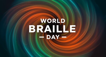 World Braille Day awareness campaign logo with colorful swirling design