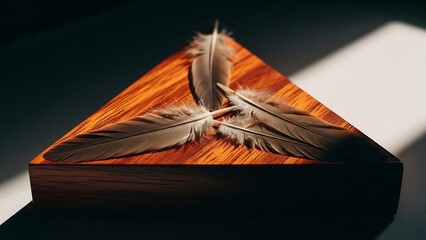 三角形に羽根が静かに置く