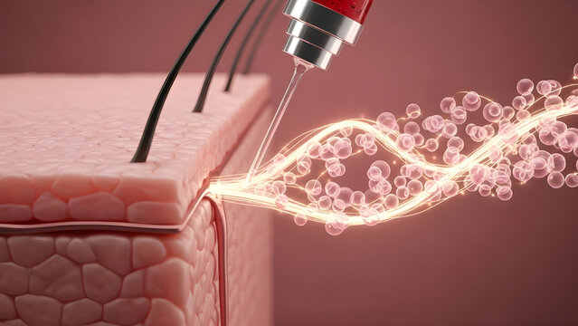Skin treatment with serum injection for anti-aging and skin rejuvenation