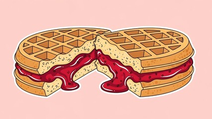 甘いワッフルが輝く。