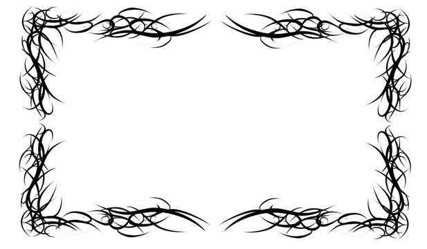 Tribal frame with thorned gothic curves forming a sharp symmetrical border, perfect for tattoo, streetwear, and metal poster designs.