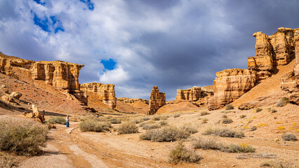 Obraz premium Charyn Canyon, Valley of Castles. The excellence of Kazakhstan. Panorama of natural unusual landscape
