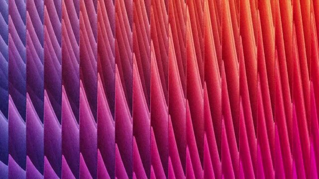 Abstract 3d spikes texture gradient background blue purple pink orange color transition animated background