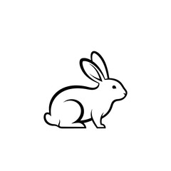 Simple Line Art of a Rabbit Silhouette for Branding and Design