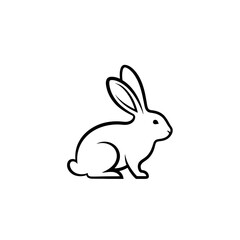 Obraz premium Minimalist Outline Rabbit Silhouette Simple Line Art Creature Icon