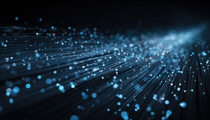 Blue Digital Data Stream Represents Fast Data Transfer, Connectivity, Technology Innovation, And Digital Infrastructure In High-Tech Network Rush.