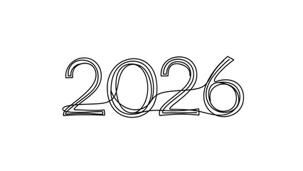 Minimalist artistic line drawing of 2026 number design
