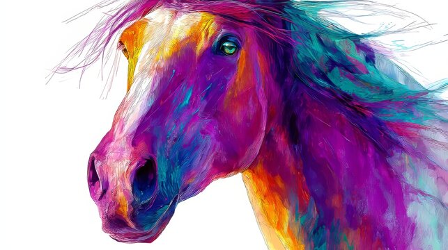 horse. close-up head shot. fantasy illustration