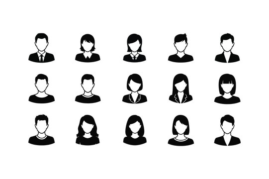 Business Avatar Icon Set Professional User Profiles, Corporate Team Silhouettes, and Social Media Design