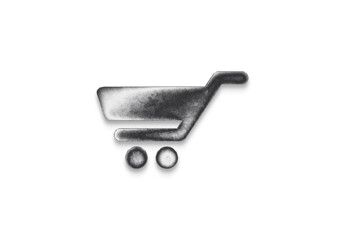 Chrome metal 3D logo effect Mockup of Shopping Cart.