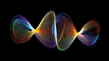 Vibrant multicolored abstract neon light trails swirling in a mesmerizing pattern against a dark background