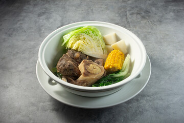 A view of a bowl of bulalo.