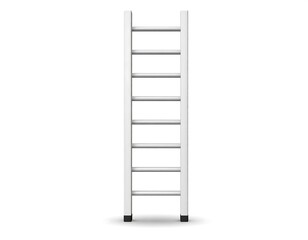 A white metal ladder against a white background.  Simple, clean, 3D