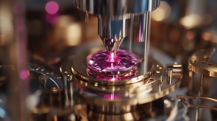 intricate internal mechanism of quantum computer with gold components