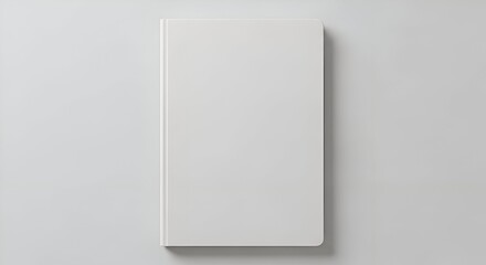 A minimalist vertical white rectangular card or brochure standing upright on a plain light gray background with subtle shadow