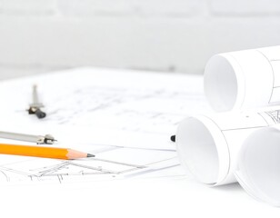 Architectural blueprints and drafting tools