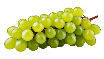 Cluster of ripe green grapes, with a thin stem, isolated on a transparent background, cutout.png