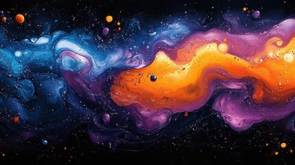 Vibrant Cosmic Nebula Swirls of Orange Blue and Purple with Sparkling Stars