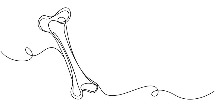 Human bone icon continuous one line drawing. Vector illustration. one line Icon drawing with white background, Bone single line art, continuous one line drawing of  Isolated outline vector art
