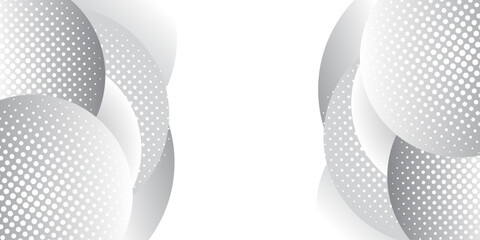 Abstract background with circles and halftone dots pattern. Grey and white backdrop.