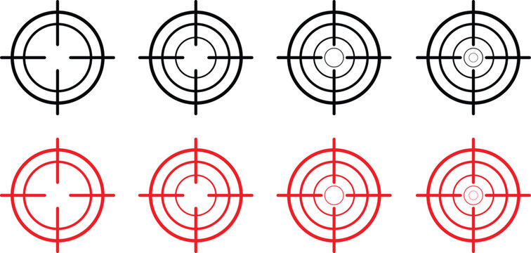 set of Traget red black icon vector set