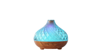 Modern essential oil diffuser ultrasonic aroma mist device sleek home wellness humidifier studio isolated on white background