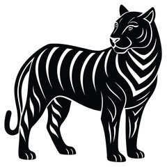 Obraz premium Black Tiger Silhouette Vector Illustration 