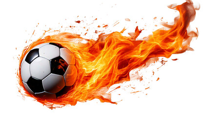  Fiery soccer ball action shot isolated on a white background ai generated png