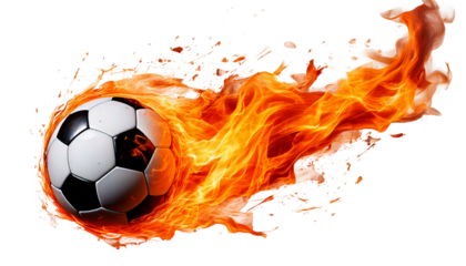  Fiery soccer ball action shot isolated on a white background ai generated png