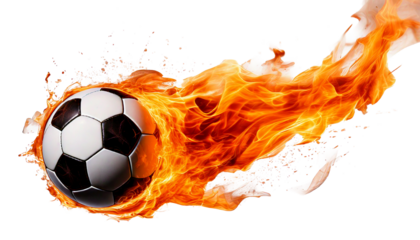  Fiery soccer ball action shot isolated on a white background ai generated png