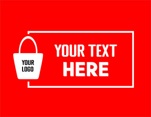 Red Promotional Template with Customizable Tote Bag and Text Area