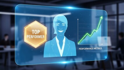 top performer business woman with performance metrics graph