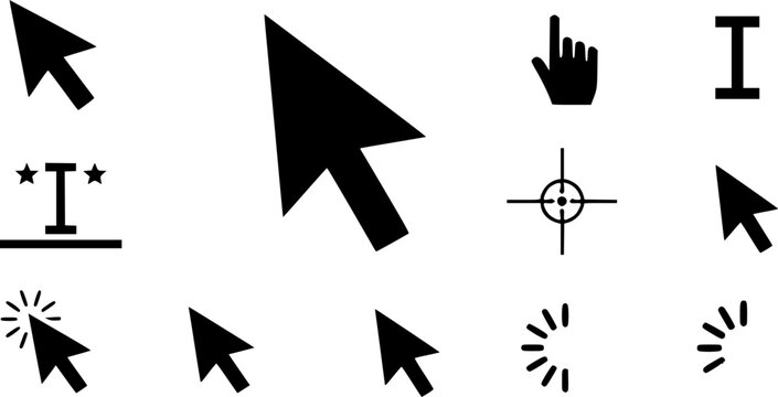 Cursor icons set and Computer curser vector icon Pointing sign Curser silhouette vector art of illustration

