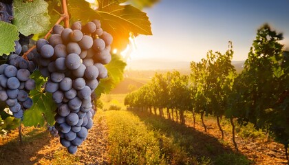 ripe grapes hanging on a vine in a vineyard fruit agriculture