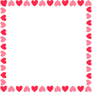 PNG image of&nbsp;&nbsp;A charming decorative border composed entirely of alternating bright red and soft pink hearts framing empty space on transparent background. on transparent background
