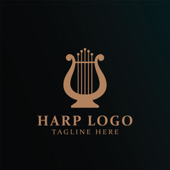 Harp logo template, illustration vector of harp music instument